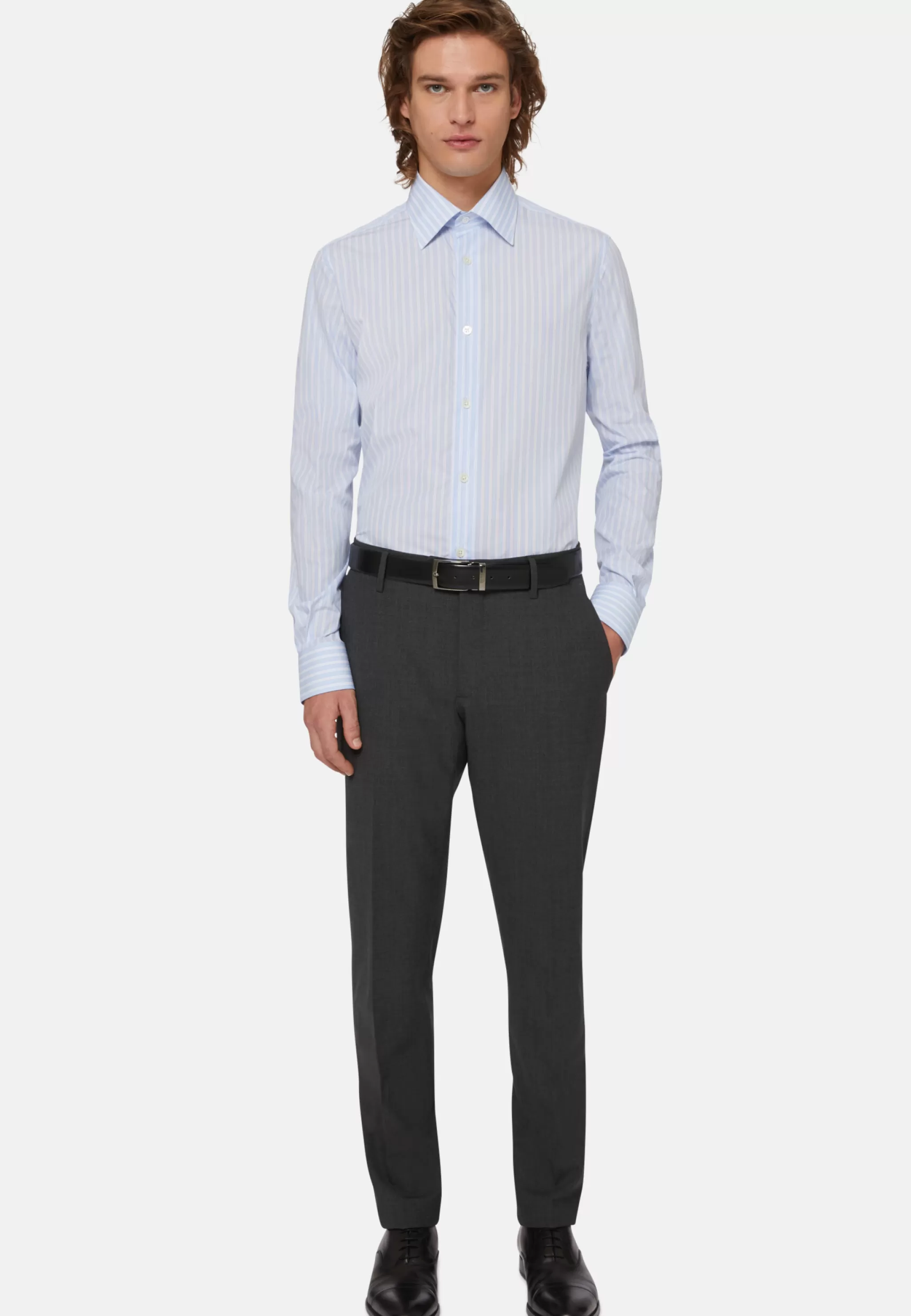 Boggi Milano Chemises Habillées*Chemise À Rayures En Coton Regular Fit Bleu clair
