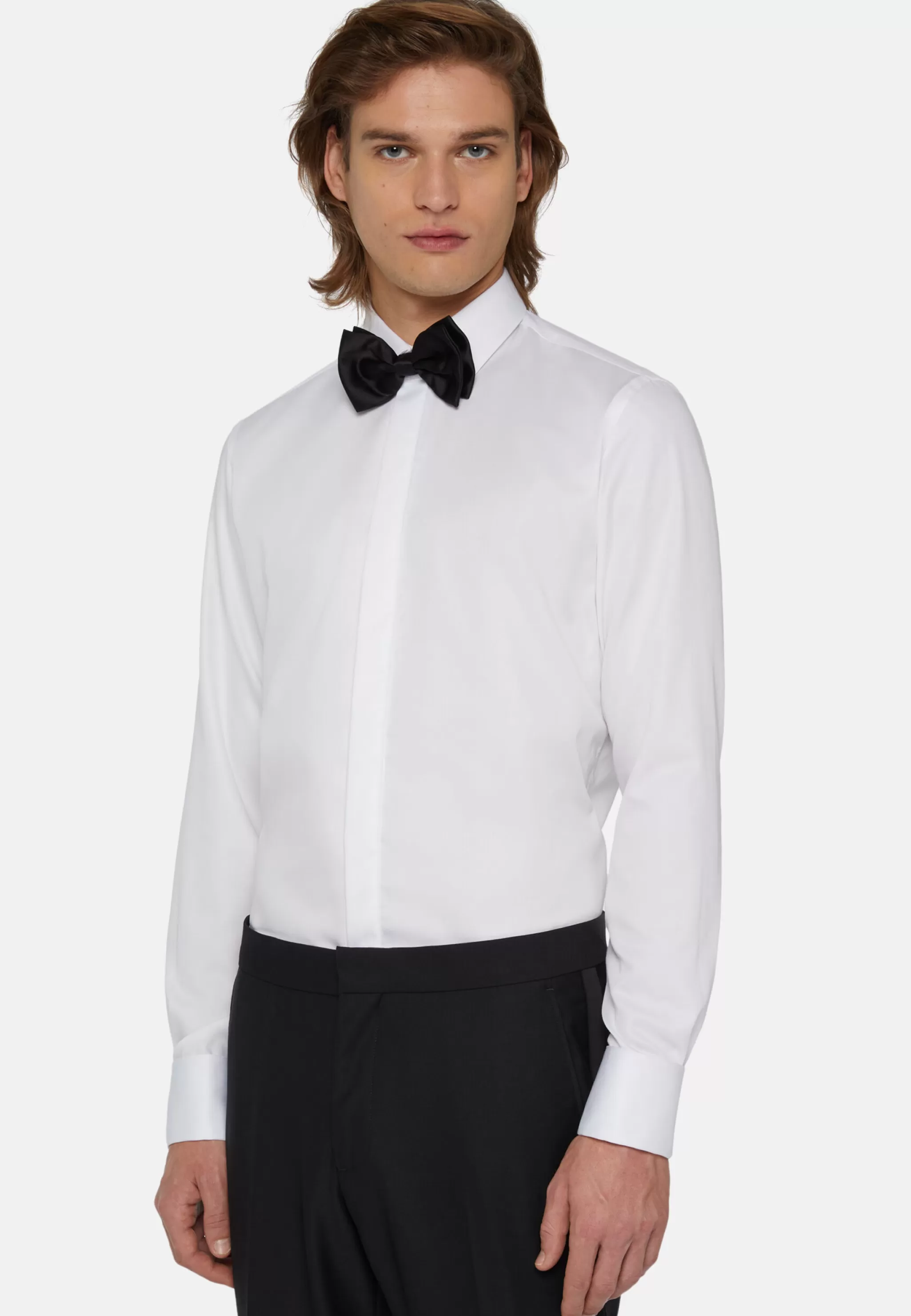 Boggi Milano Chemises Habillées*Chemise Slim Fit En Satin De Coton Blanc