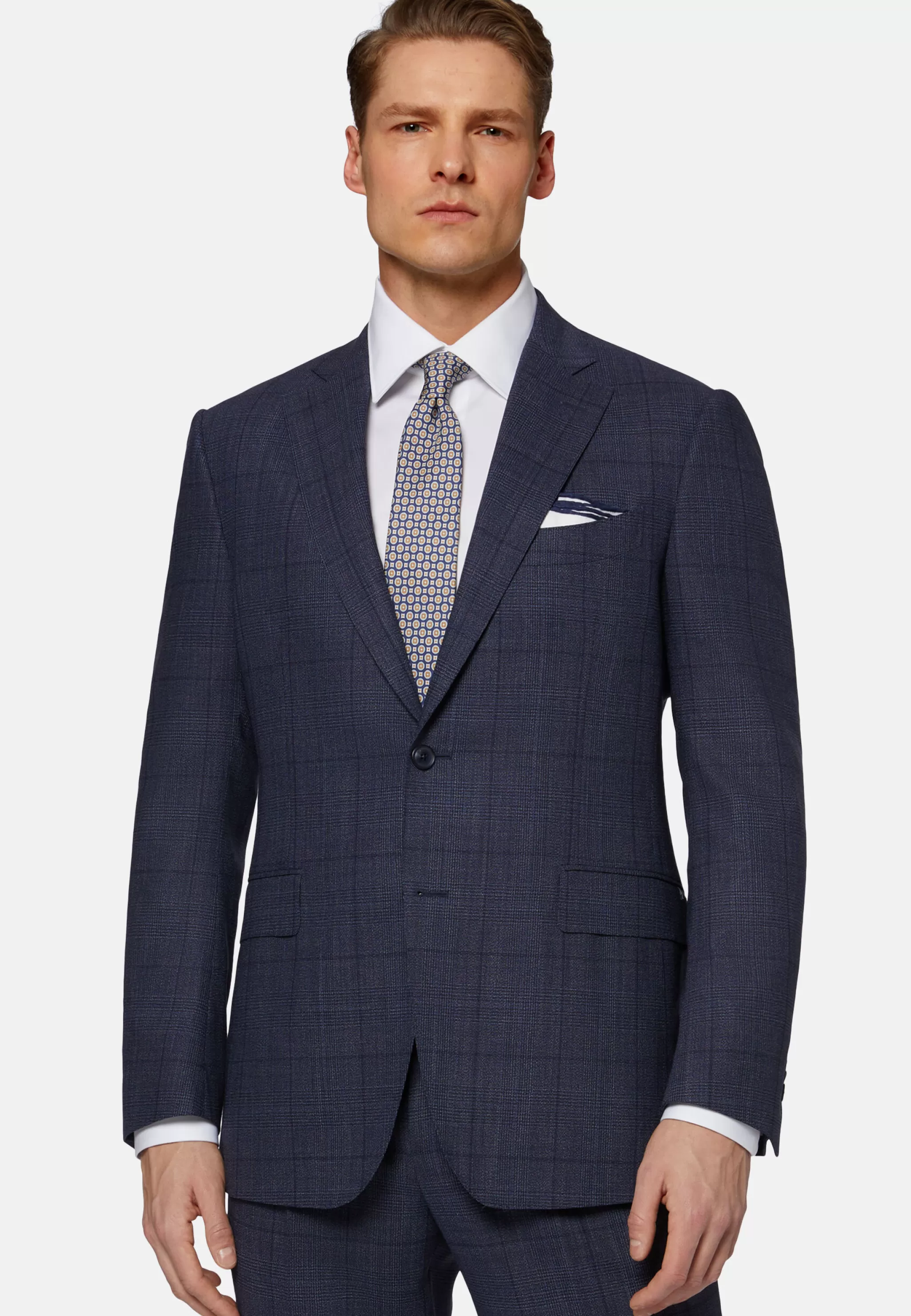 Boggi Milano Costumes*Costume Prince-De-Galles En Pure Laine Bleu
