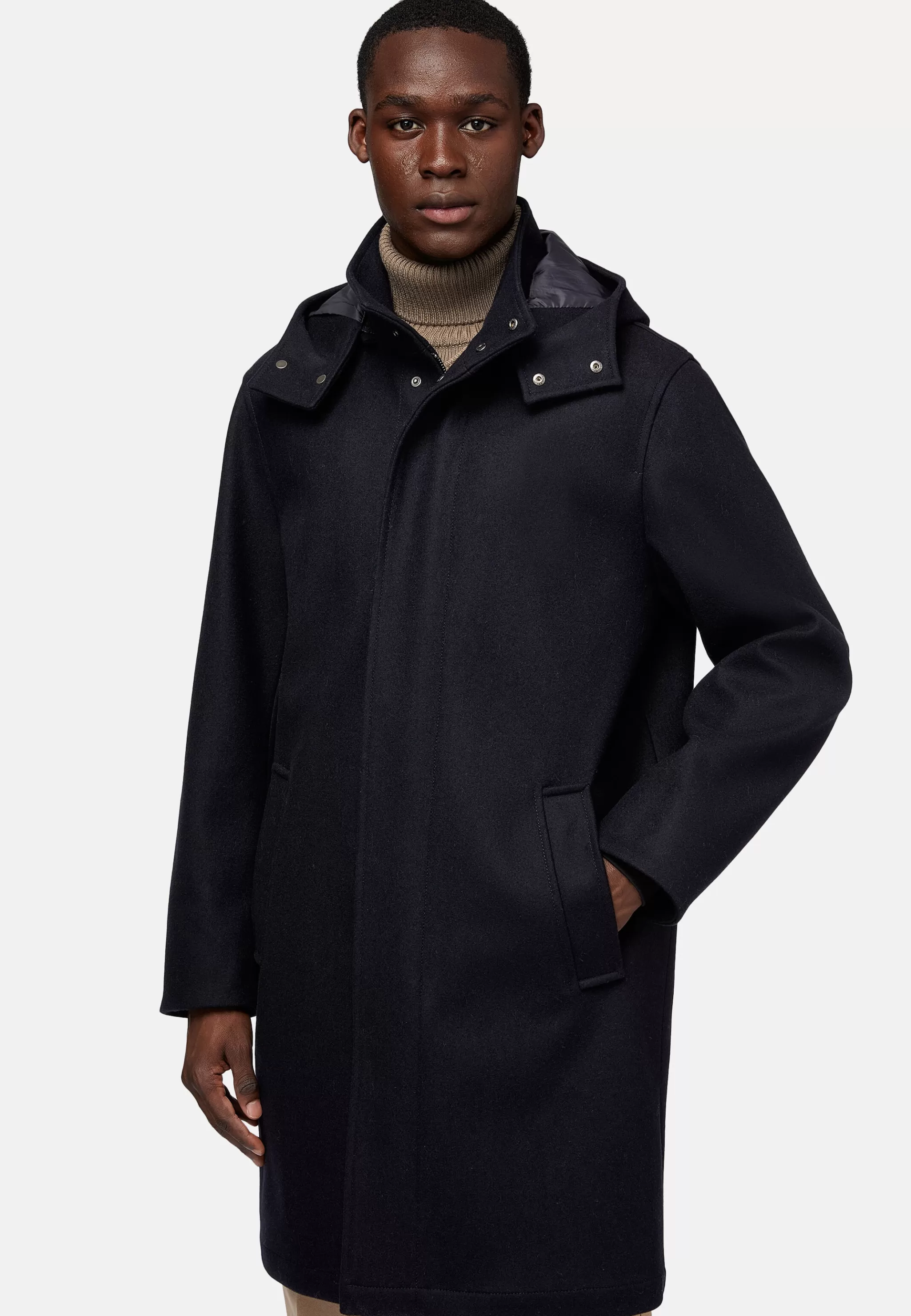 Boggi Milano Blousons*Parka En Laine Technique bleu marine