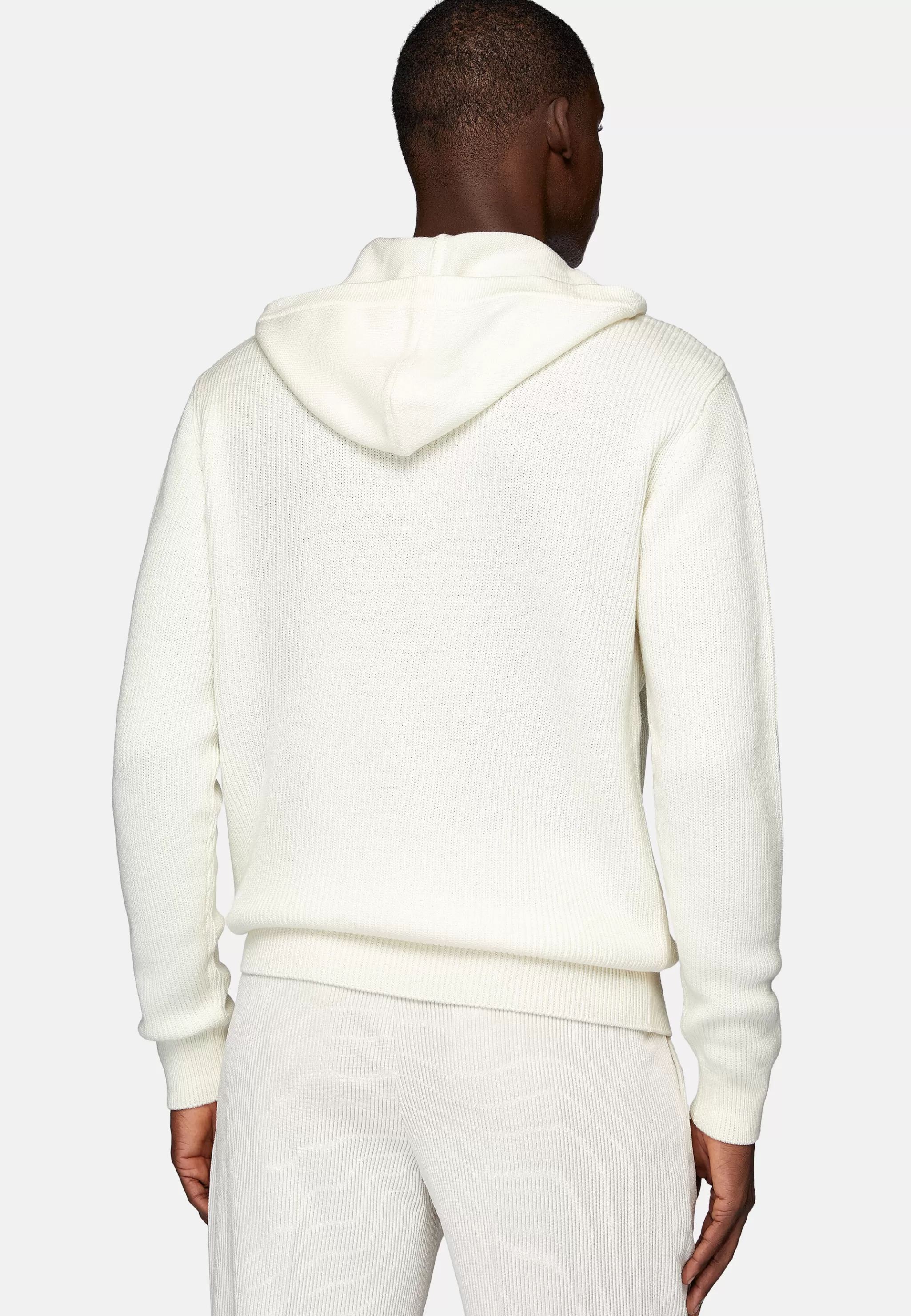 Boggi Milano Tricots*Pull À Capuche Avec Encolure En V En Laine Mérinos Blanc