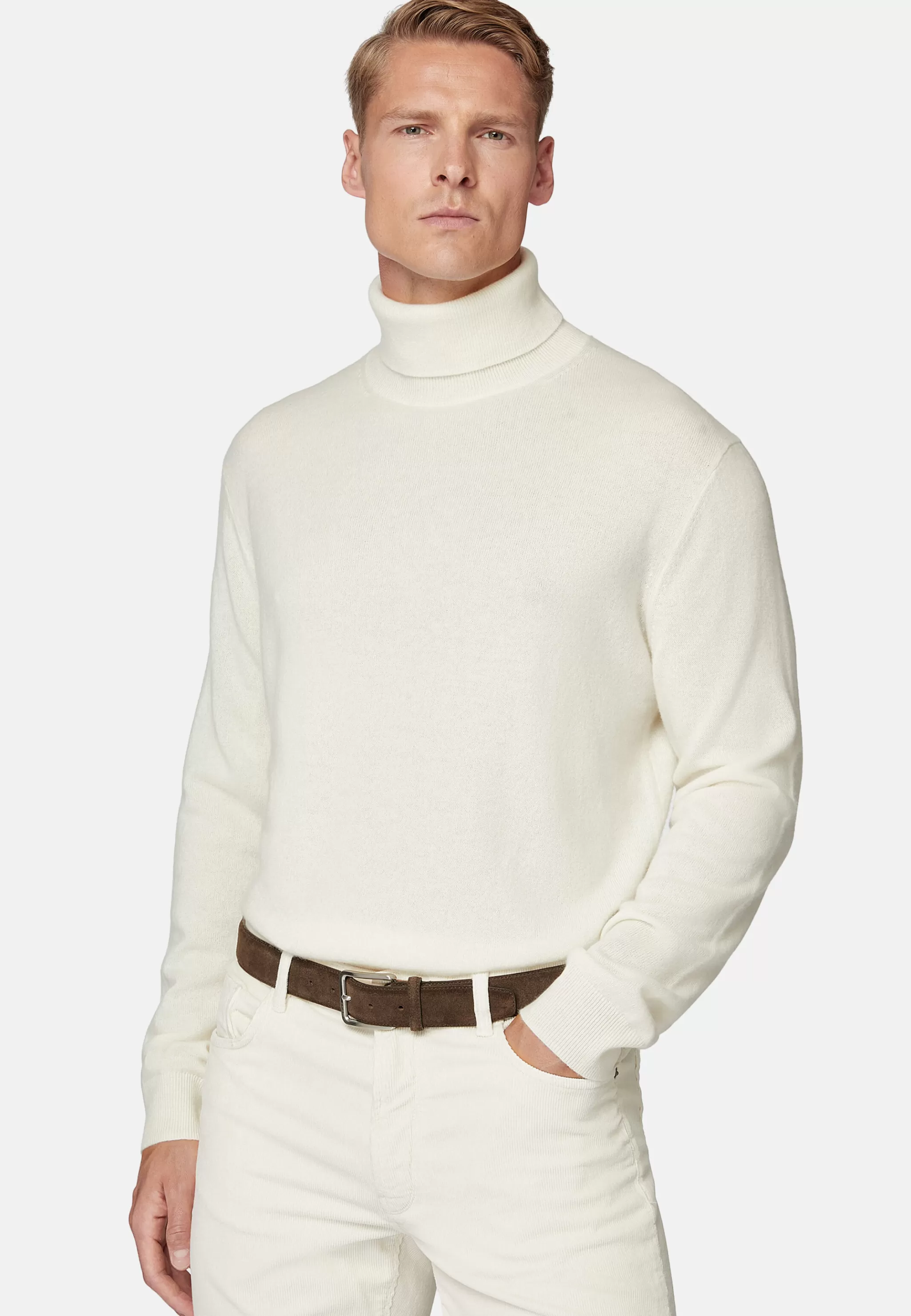 Boggi Milano Tricots*Pull Col Roulé Blanc En Cachemire